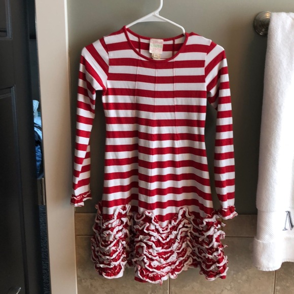 Lemon Loves Lime Other - Girls Lemon Loves Lime Candy Cane Ruffle Dress